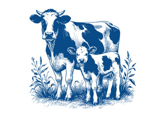 Cow vector. Hand drawn illustration