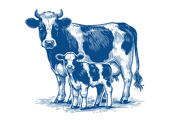Cow vector. Hand drawn illustration