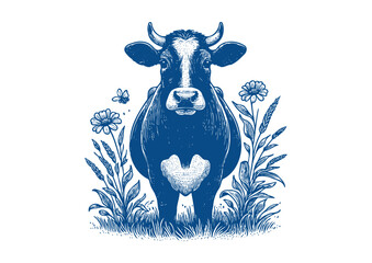 Cow vector. Hand drawn illustration