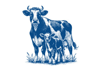 Cow vector. Hand drawn illustration