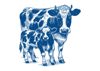 Cow vector. Hand drawn illustration