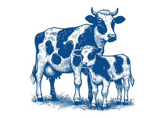 Cow vector. Hand drawn illustration