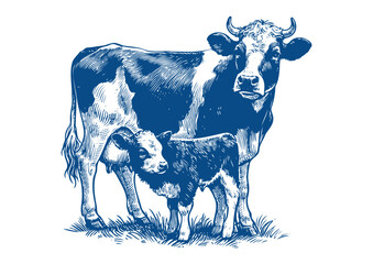 Cow vector. Hand drawn illustration