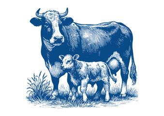 Cow vector. Hand drawn illustration