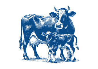 Cow vector. Hand drawn illustration