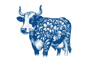 Cow vector. Hand drawn illustration