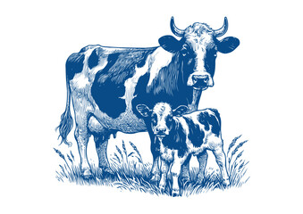 Cow vector. Hand drawn illustration