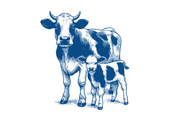 Cow vector. Hand drawn illustration