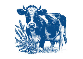Cow vector. Hand drawn illustration