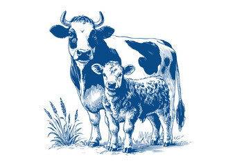 Cow vector. Hand drawn illustration