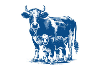 Cow vector. Hand drawn illustration