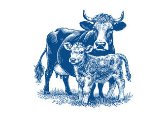 Cow vector. Hand drawn illustration