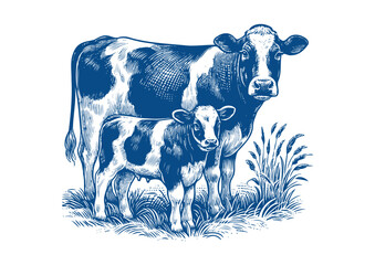 Cow vector. Hand drawn illustration