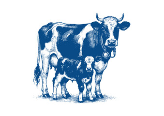 Cow vector. Hand drawn illustration