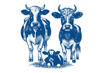 Cow vector. Hand drawn illustration