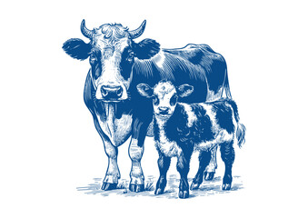 Cow vector. Hand drawn illustration