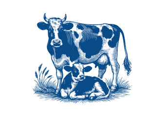 Cow vector. Hand drawn illustration