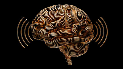 A brain shaped like a radio with radio waves flowing outwards, symbolizing the impact on ideas