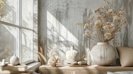 Seasonal Decor Scandinavian Style: A 3D vector illustration showcasing Scandinavian-style seasonal decor, including minimalist designs