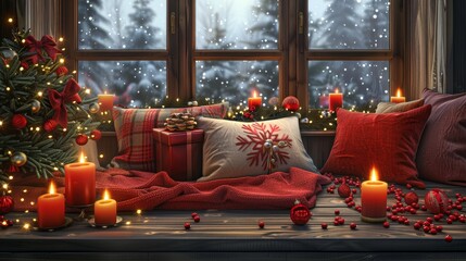 Seasonal Decor Seasonal Accents: A 3D vector illustration highlighting seasonal accents and decorations like pillows