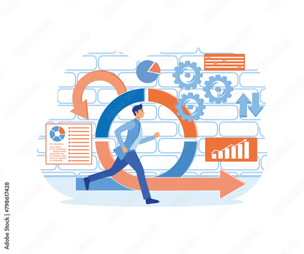 Poster agile development decisions methodology business concept. agile life rule cycle for software develop