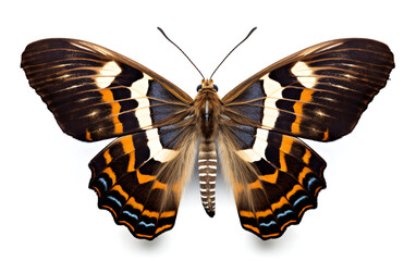 Vibrant Butterfly with Broad Bands on white background.