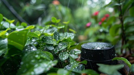 Smart Home Technology: A photograph of a smart irrigation system in a garden