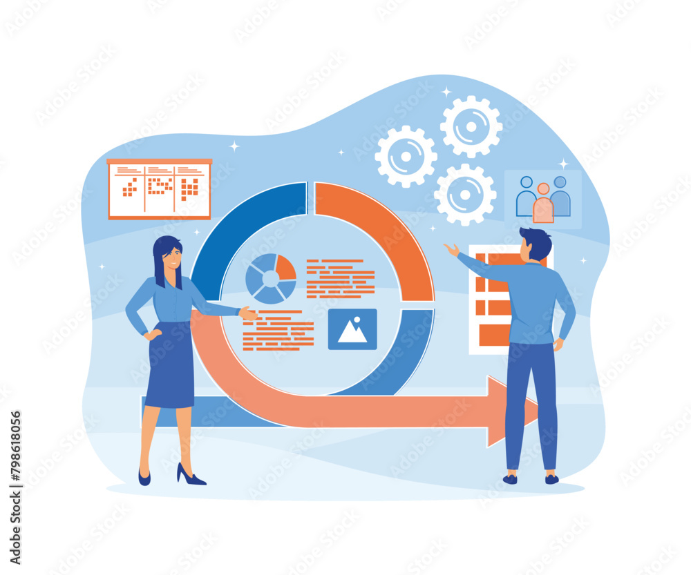 Poster agile project management and scrum task board. agile software development and kanban. landing page c