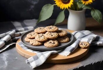 chocolate chip cookies and cup of tea