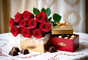red rose and gift box