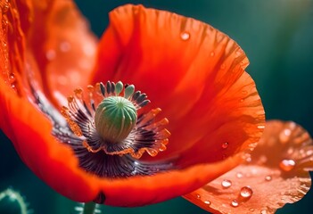 red poppy flower macro