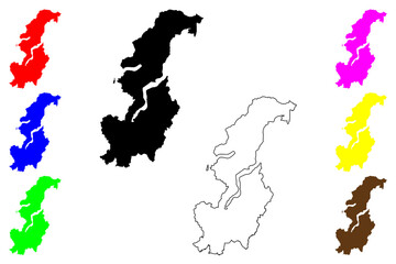 Como province (Italy, Italian Republic, Lombardy region) map vector illustration, scribble sketch Province of Como map