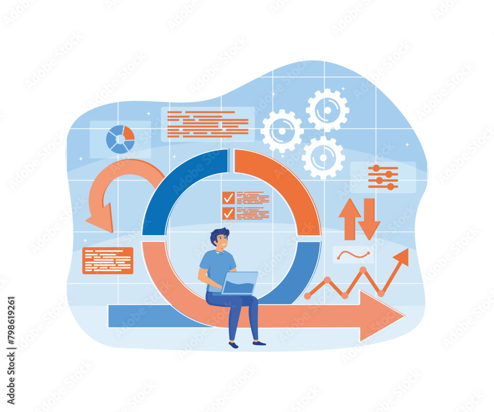 Poster agile development decisions methodology business concept. agile life rule cycle for software develop