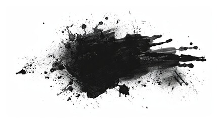Abstract black ink splatter on white background
