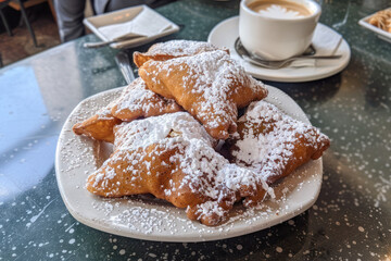 Plate of Irresistible Beignets Display, Culinary World Tour, Food and Street Food