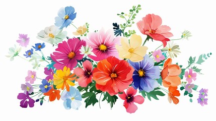 Colorful floral bouquet illustration with vibrant spring flowers
