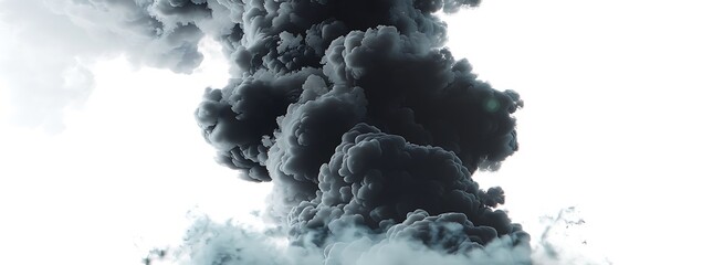  Black smoke cloud on white background, Dark grey smog, volumetric fog and sky with dark clouds....