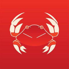 Red crab cartoon icon vector illustration