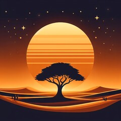 a lone tree on a desert,