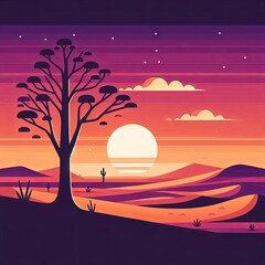 a lone tree on a desert,