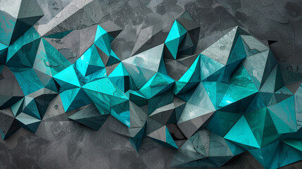 Turquoise and Dark Grey Geometric Polygon Art