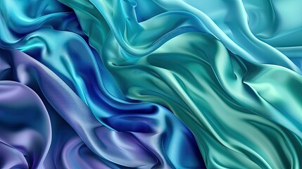 Fototapeta premium Wavy silk-like patterns in radiant shades of emerald and sapphire