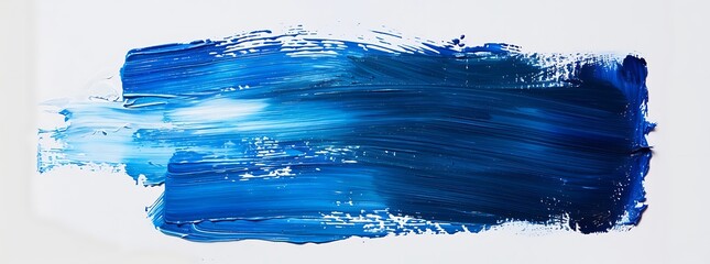 A blue brush stroke in the center of an empty white canvas, with a clear and defined edge