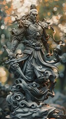 Powerful Mythical Asian Warrior Deity Statue