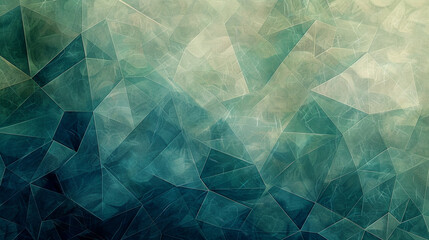 Artwork Featuring Geometric Shapes in Green and Blue