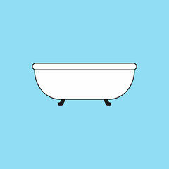 Pixel art illustration of a bathtub on a blue background