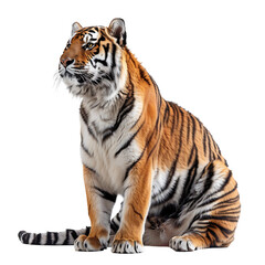 Obraz premium Tiger sitting on isolated transparent background