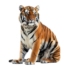Fototapeta premium Tiger sitting on isolated transparent background