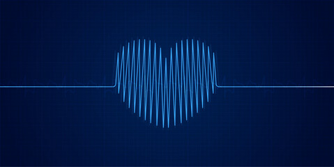 Heart shape wavy line, Heart beat electrocardiogram pulse