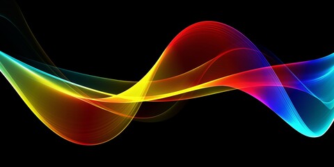 Data transfer technology concept wallpaper texture background banner panorama illustration - Abstract futuristic with gold blue pink glowing neon moving high speed wave lines